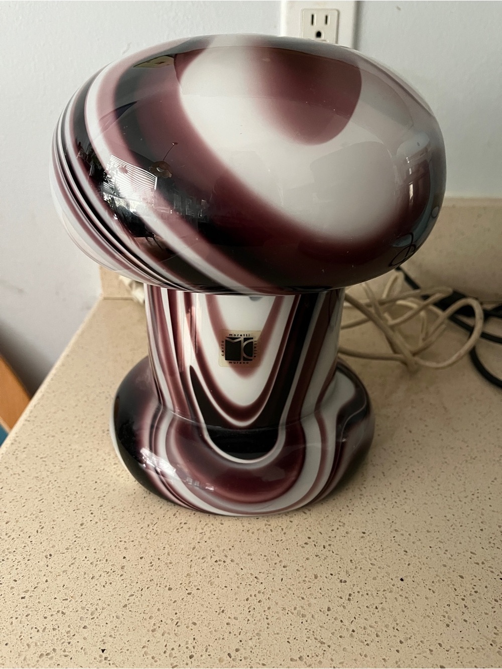 Murano Carlo Moretti Glass Mushroom Fungo Lamp MCM Vintage Italy Lighting 10”